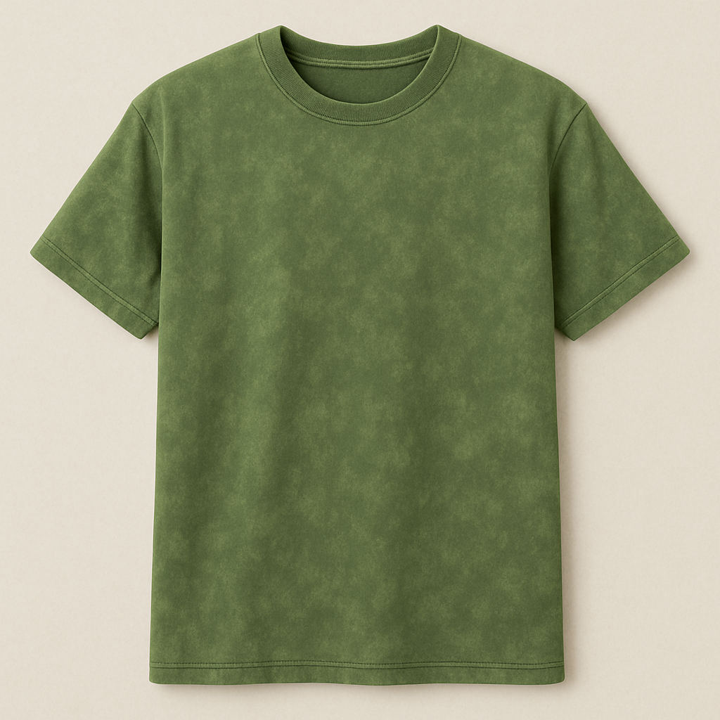 aure classic olive green acid wash T-shirt
