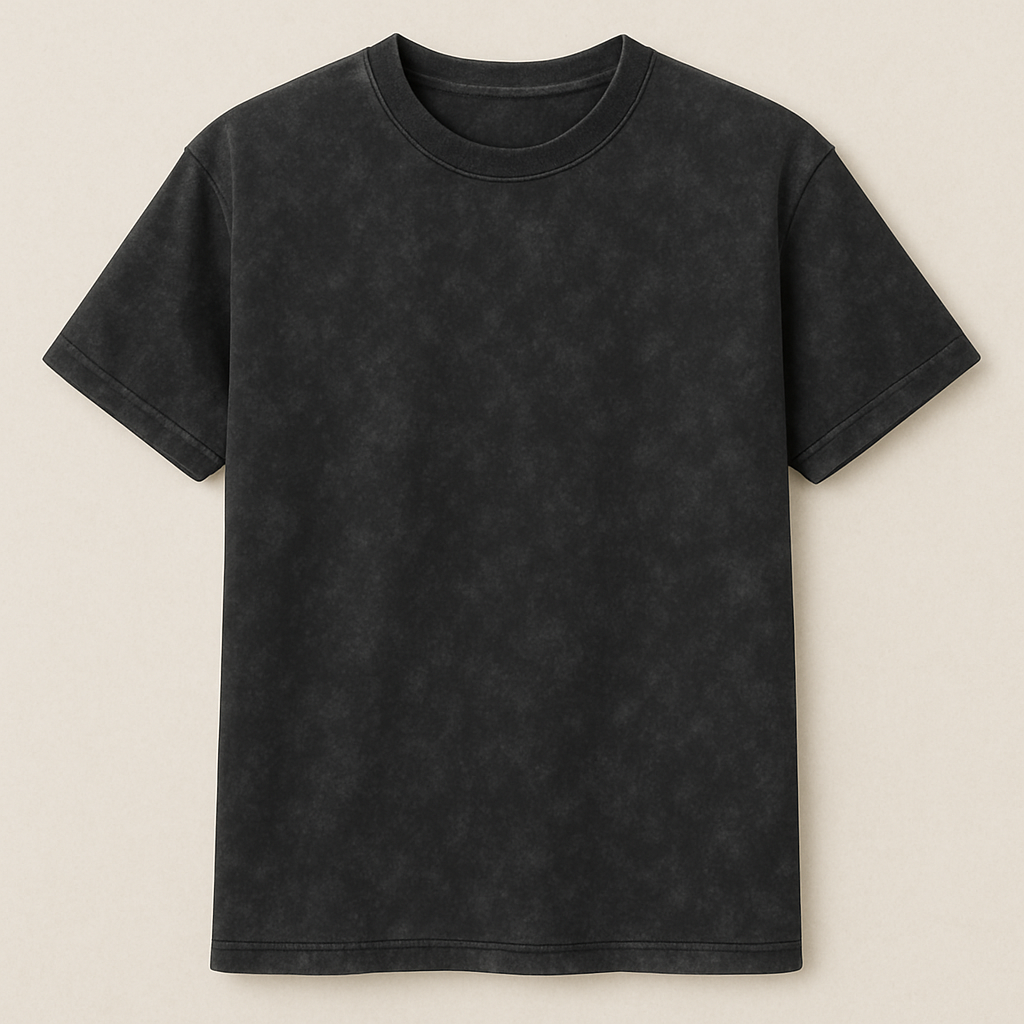 aure classic charcoal black acid wash T-shirt